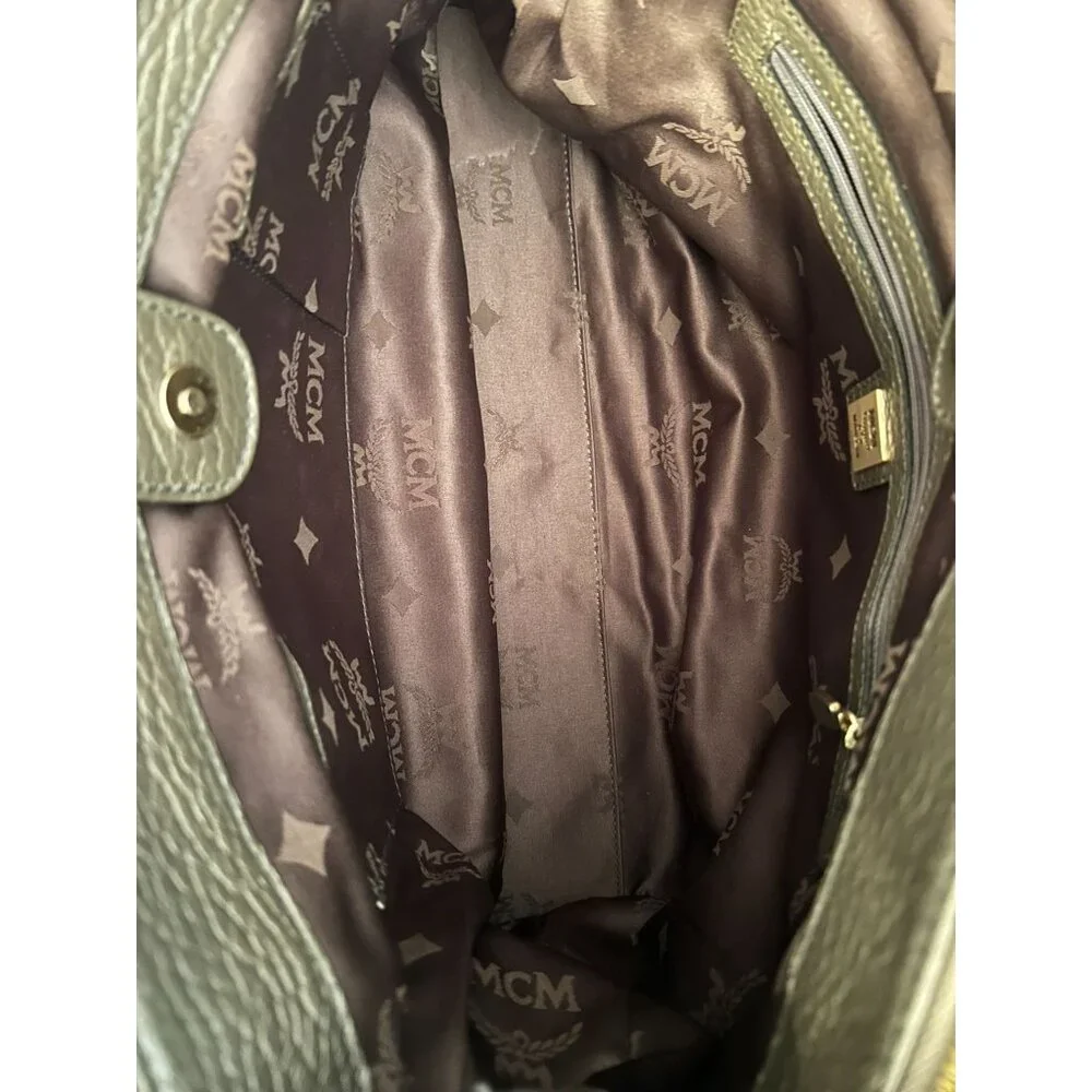 MCM Pebbled Leather Gray Satchel Bag